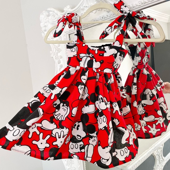 SALE New York Couture Handmade Disney Mickey Mouse Pinafore Girls Dress - Picture 6 of 7